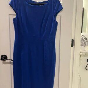 White House Black Market royal Blue Sheath Midi Dress Bateau Neckline